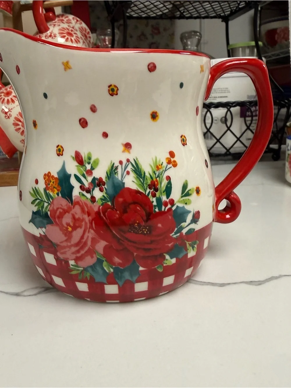 The Pioneer Woman Cheerful Rose Ceramic Measuring Pitcher